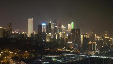 重庆江北区城市夜景灯光航拍
